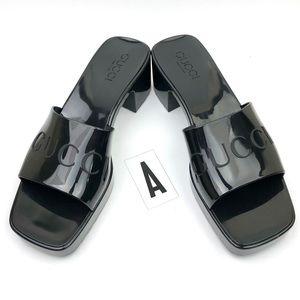 GUCCI Rubber Logo Platform Slide Sandal sz 8